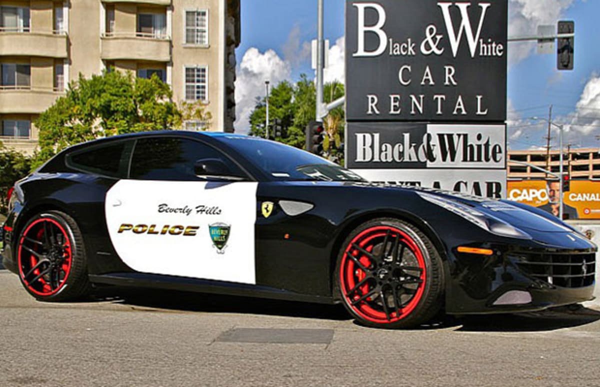 There's a Ferrari FF Police Car in Beverly Hills Complex