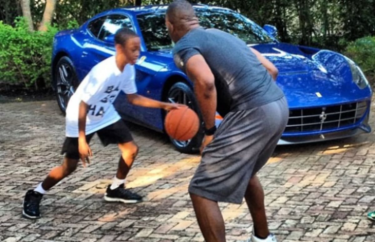 Dwyane Wade Sr Plays Basketball With His Grandson Next To