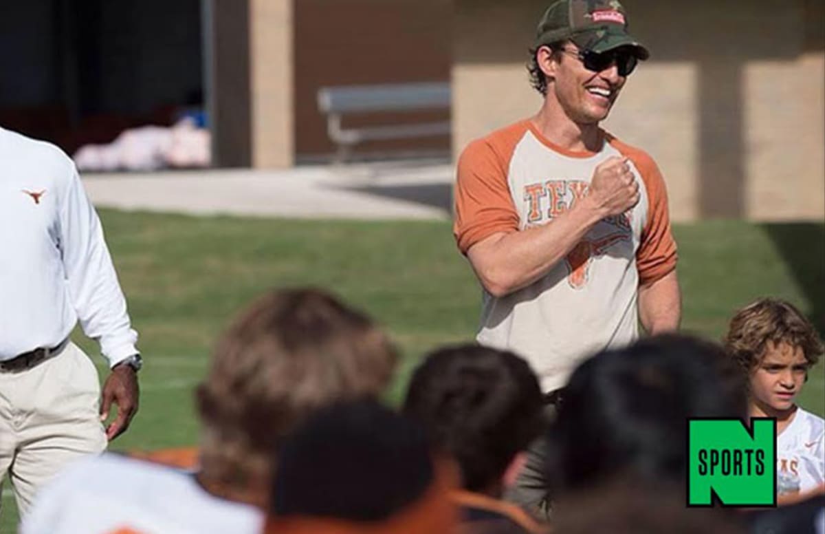 Matthew McConaughey Delivers Pump Up Speech at Texas Longhorns Practice
