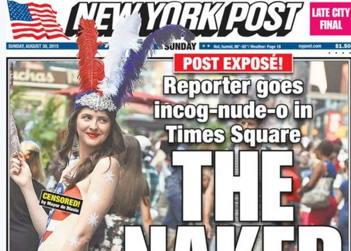 New York Post Reporter Goes Topless For Times Square Story Complex