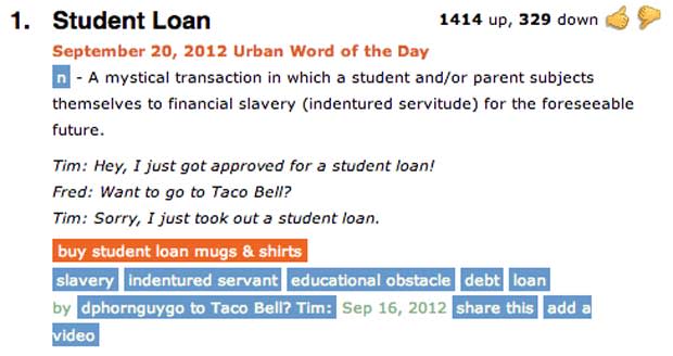 Student Loan - The 40 Funniest Entries on UrbanDictionary ...