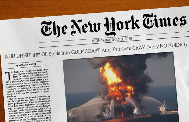 bp oil spill Media Take Out Keeps It Real: Reimagining Major World