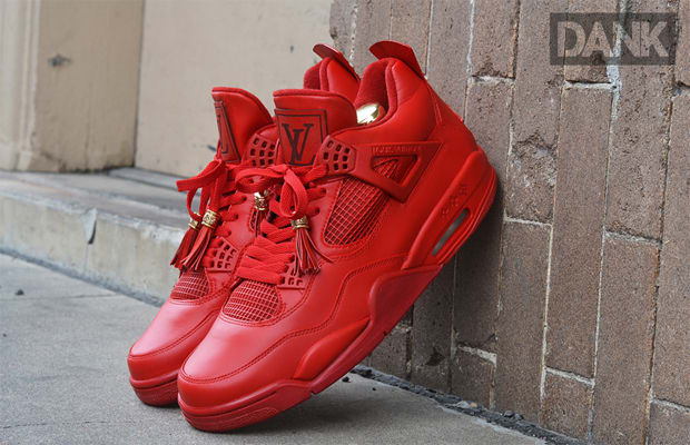Kanye&#39;s All-Red Louis Vuittons Inspired This Custom Air Jordan IV | Complex