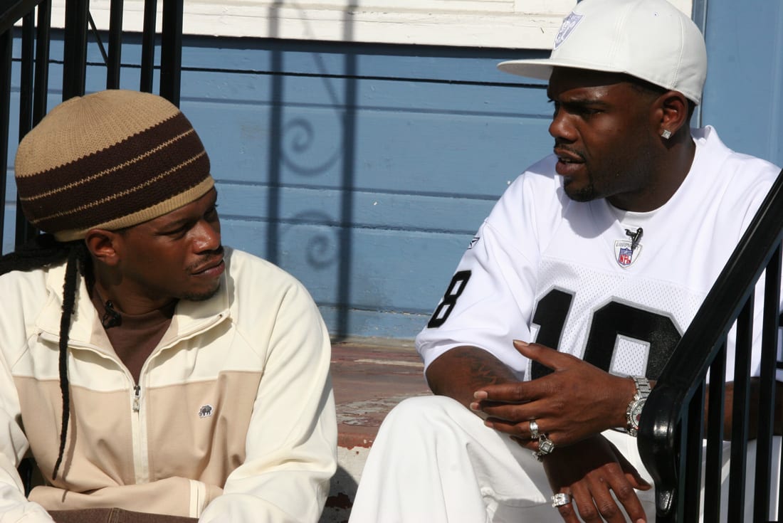 Sway Calloway and Keak Da Sneak filming for MTV's "My Block: The Bay" in 2006.