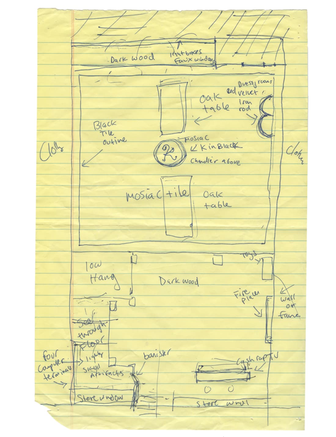 An early sketch of the Karmaloop store in Boston