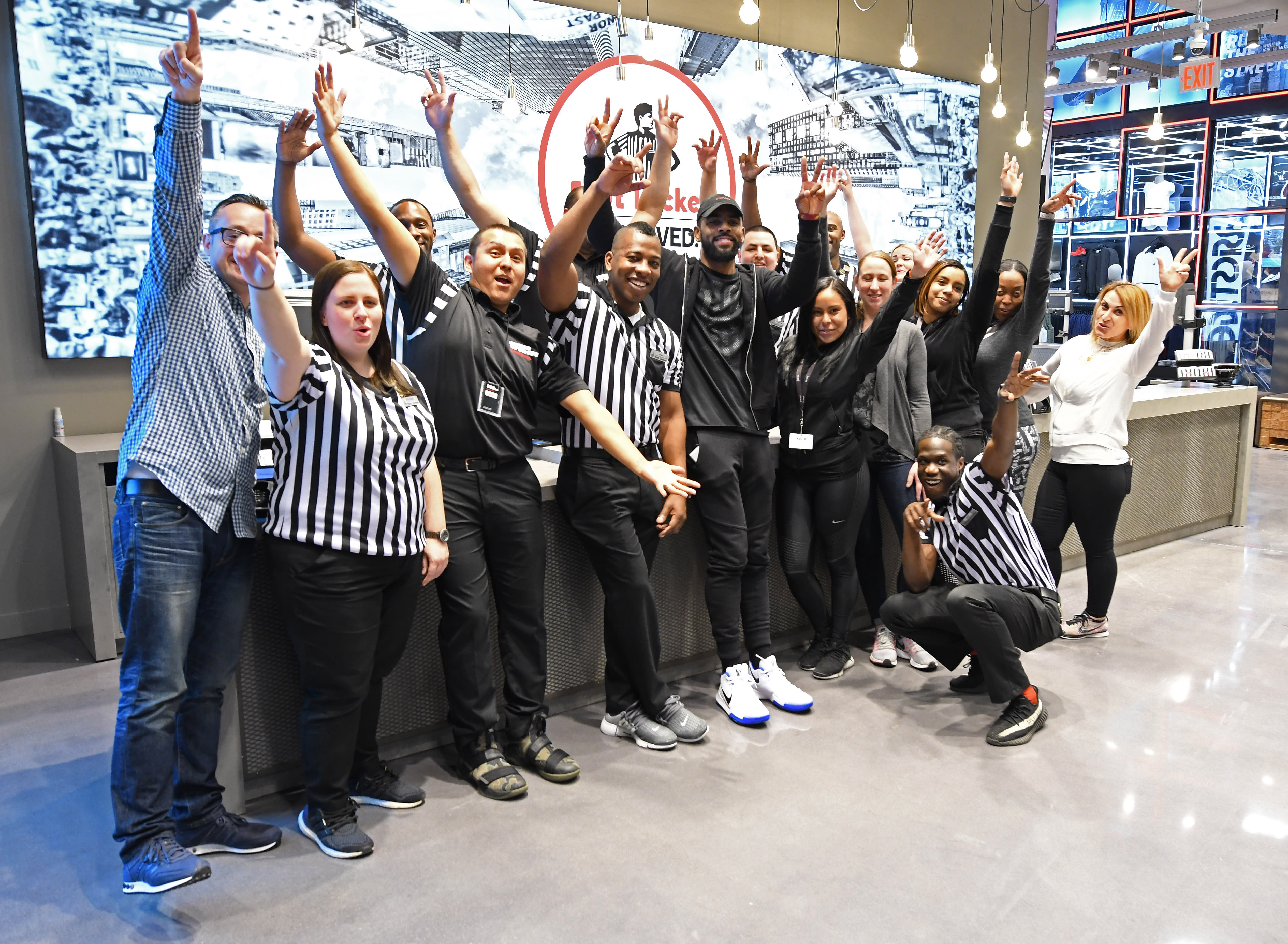 Kyrie Irving visits Times Square Foot Locker