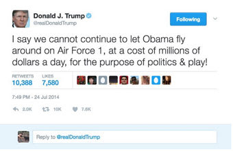 Image result for trump tweets on obama vacation