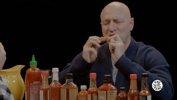 Tom Colicchio Hot Ones GIF