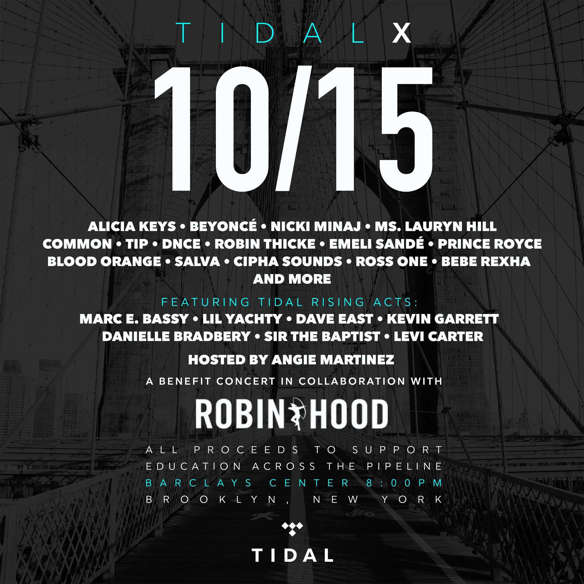 Watch A Livestream Of The Tidal X 1015 Charity Concert F Jay Z Beyoncé Nicki Minaj And More 