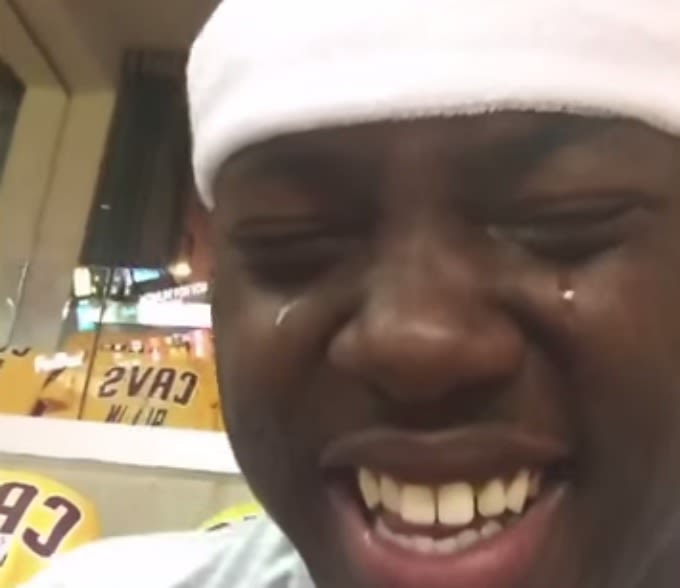 Here's a Weird Video of a Grown Man Crying After Touching LeBron James' Hand