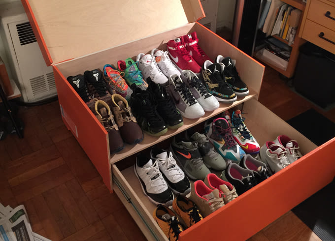 shoe box nike complex sneakers gigantic jordan shoes storage sneaker trunk cool wood jordans sneakerhead holder giant take inside