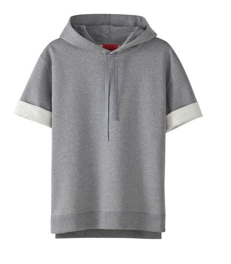 The it item of the day is the heather gray short sleeve hoodie Kanye's been wearing everywhere. Sizes went fast in the SoHo store, and when we got to the
