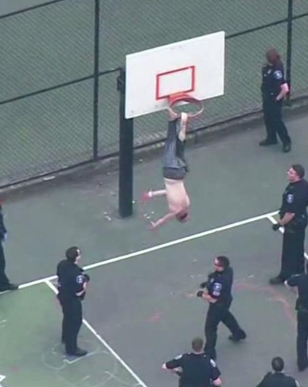 Man Gets Stuck In Basketball Hoop, Has To Be Rescued By Police And 