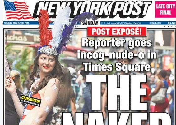 New York Post Reporter Goes Topless For Times Square Story Complex