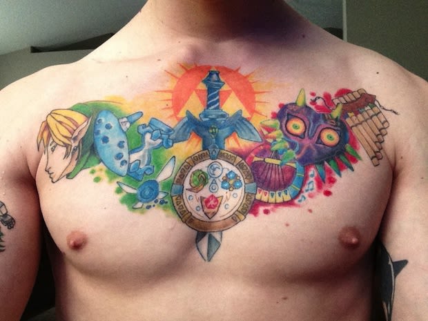Chest Zelda Tattoo | zelda chest piece the 25 most cringe worthy video game Chest Zelda Tattoo | zelda chest piece the 25 most cringe worthy video game