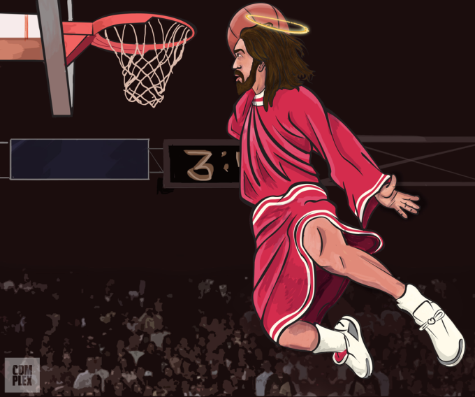 jesus playing basketball shirt