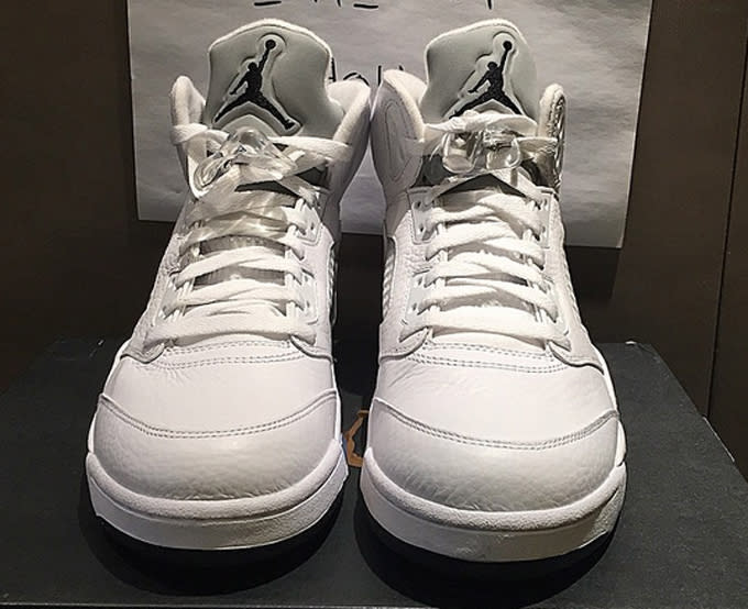 white and silver jordans