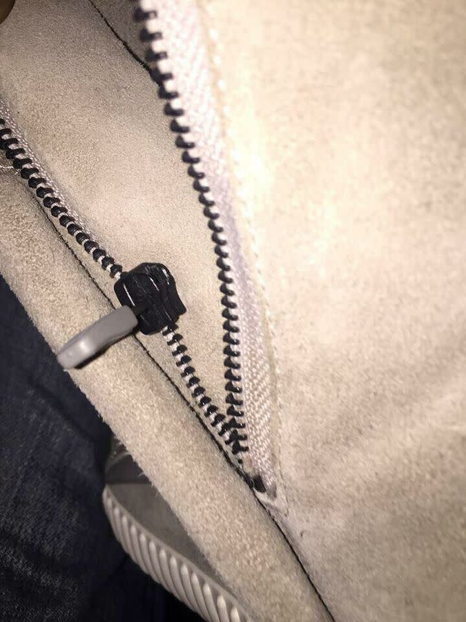 adidas Yeezy Boosts zippers separating 