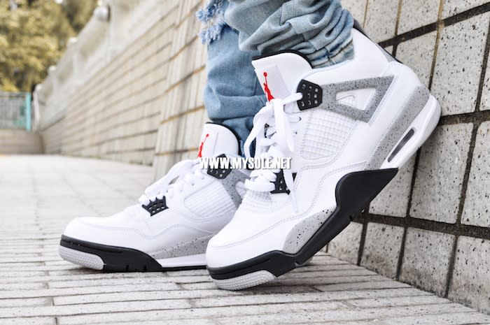 Air Jordan IV "White Cement" On-Feet Pictures | Complex
