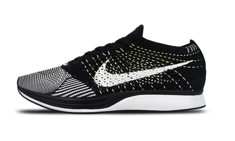 nike flyknit racer volt black white