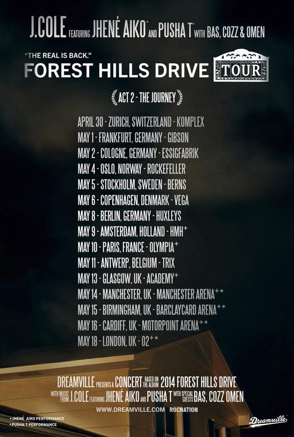 J. Cole Announces "Forest Hills Drive" Tour Complex