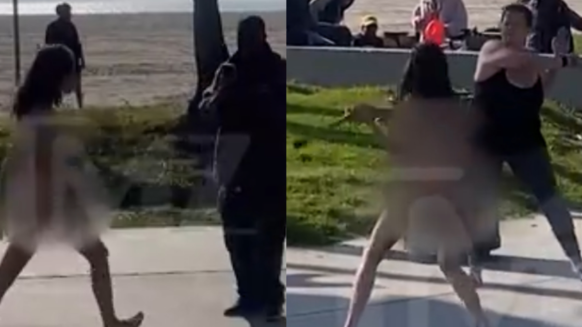 Naked Woman Uses Spiked Weapon in Violent Fight on Venice Beach, Video Shows