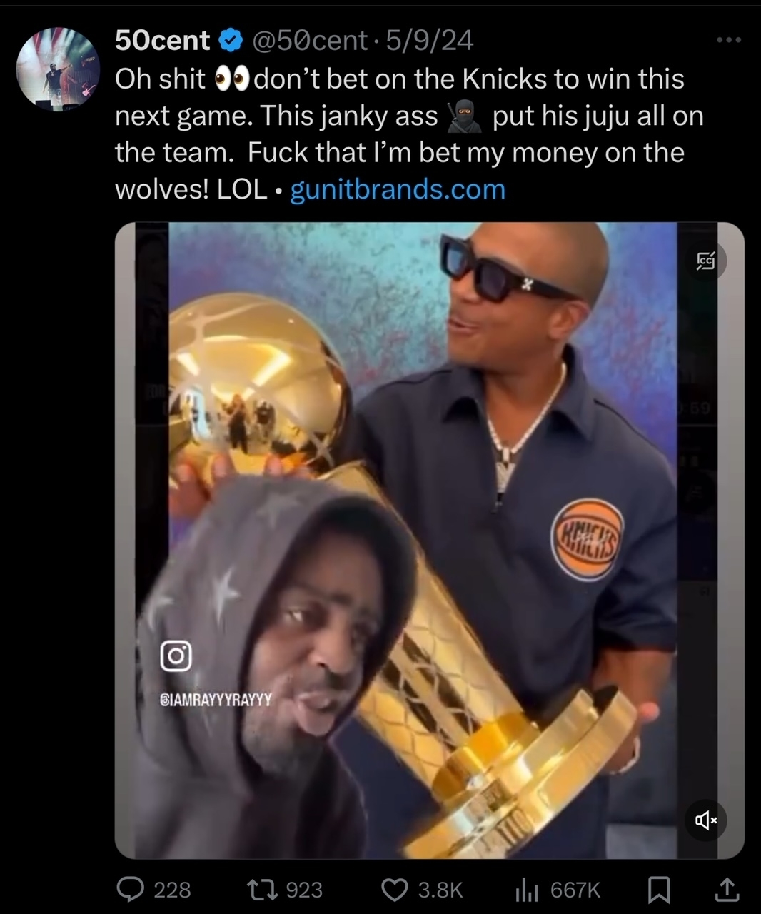 50 Cent Points Finger at 'Fool' Ja Rule After Knicks' Los