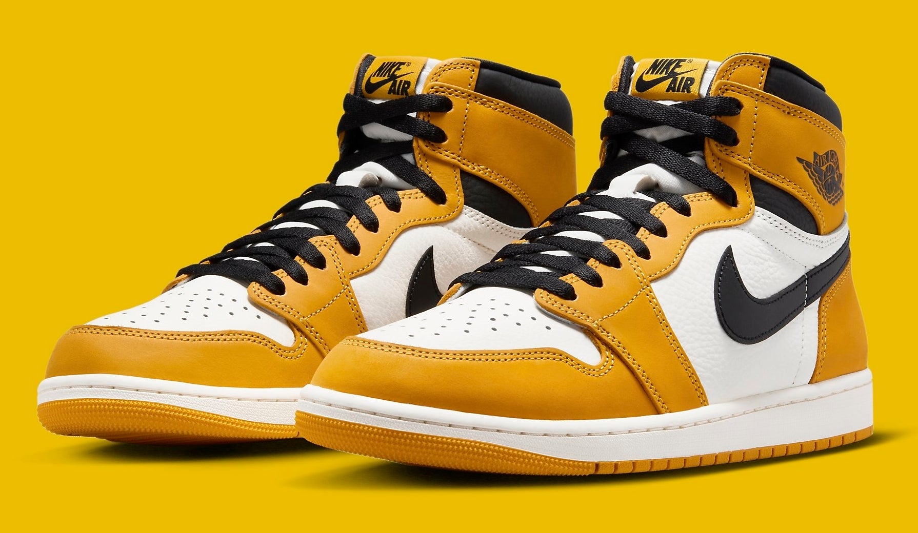 Fashion black yellow white jordans