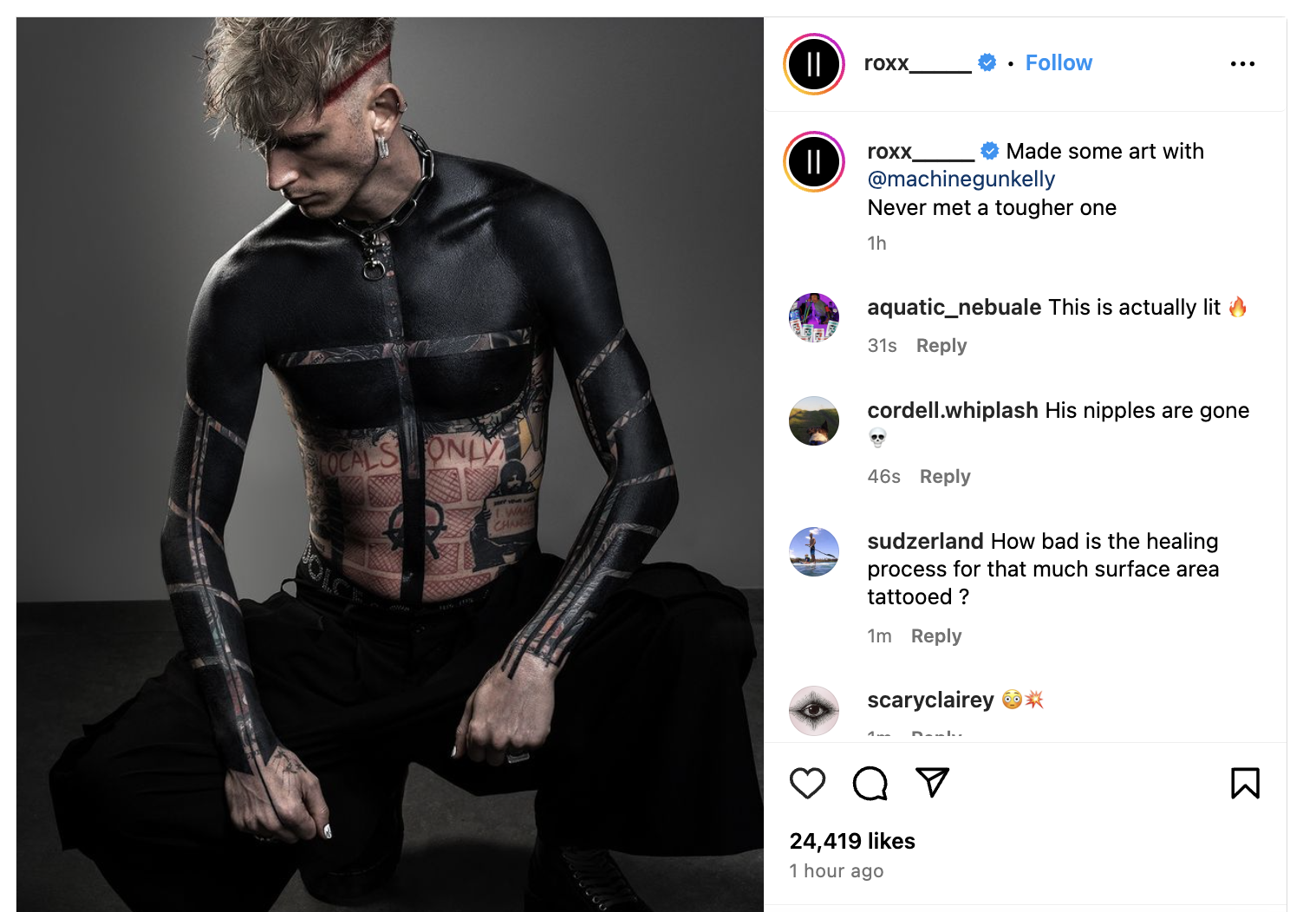 Machine Gun Kelly Unveils Shocking New Tattoos
