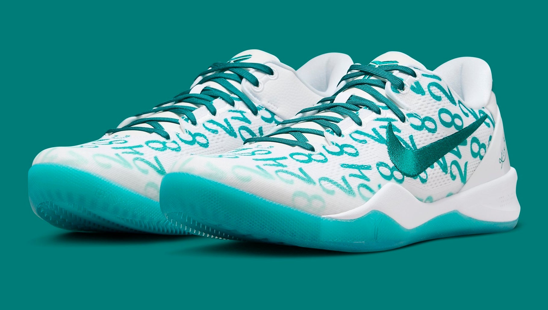 Nike Kobe VIII ProtroTeal and White Athletic Shoes Nike Kobe 8 Protro  main image 3