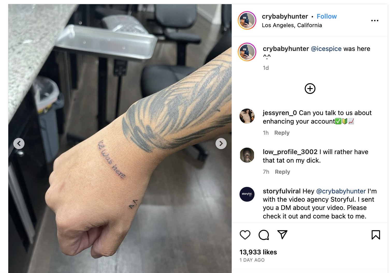 Ice Spice Brings Her Style to a Tattoo Artist