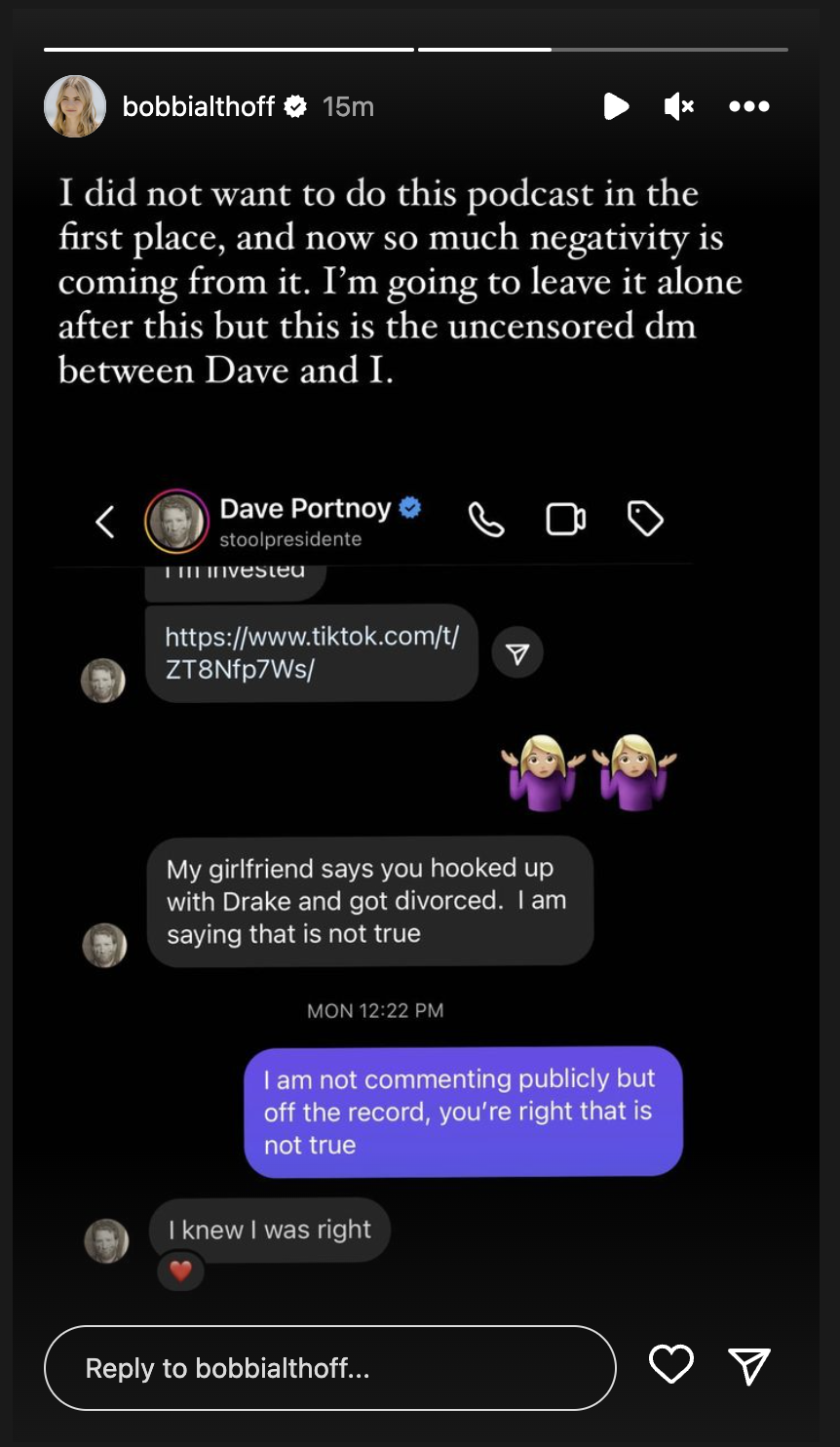 Bobbi Althoff Denies Hooking Up With Drake And Getting Di...