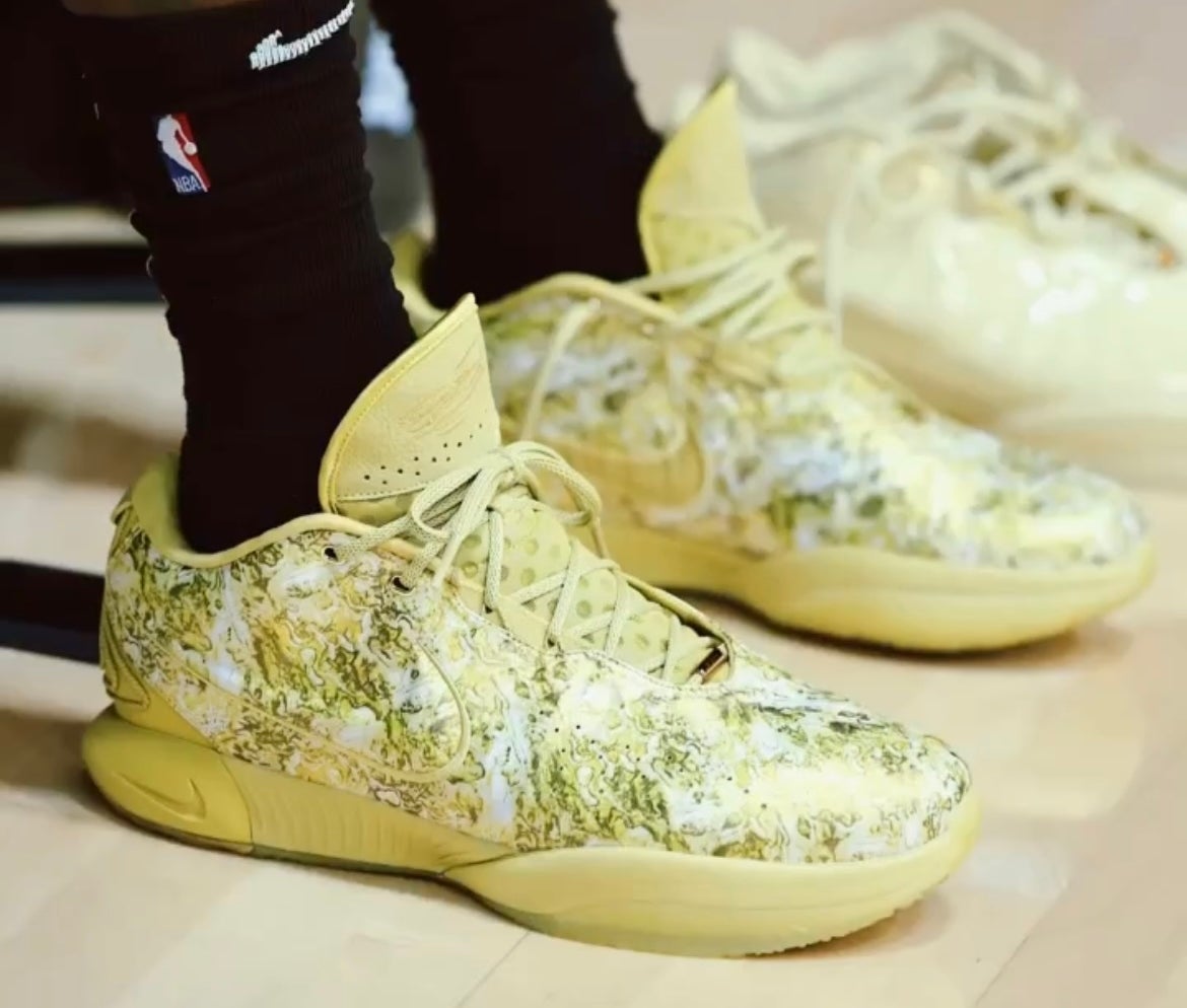 LeBron James Wears Yellow Marble Nike LeBron 21 During