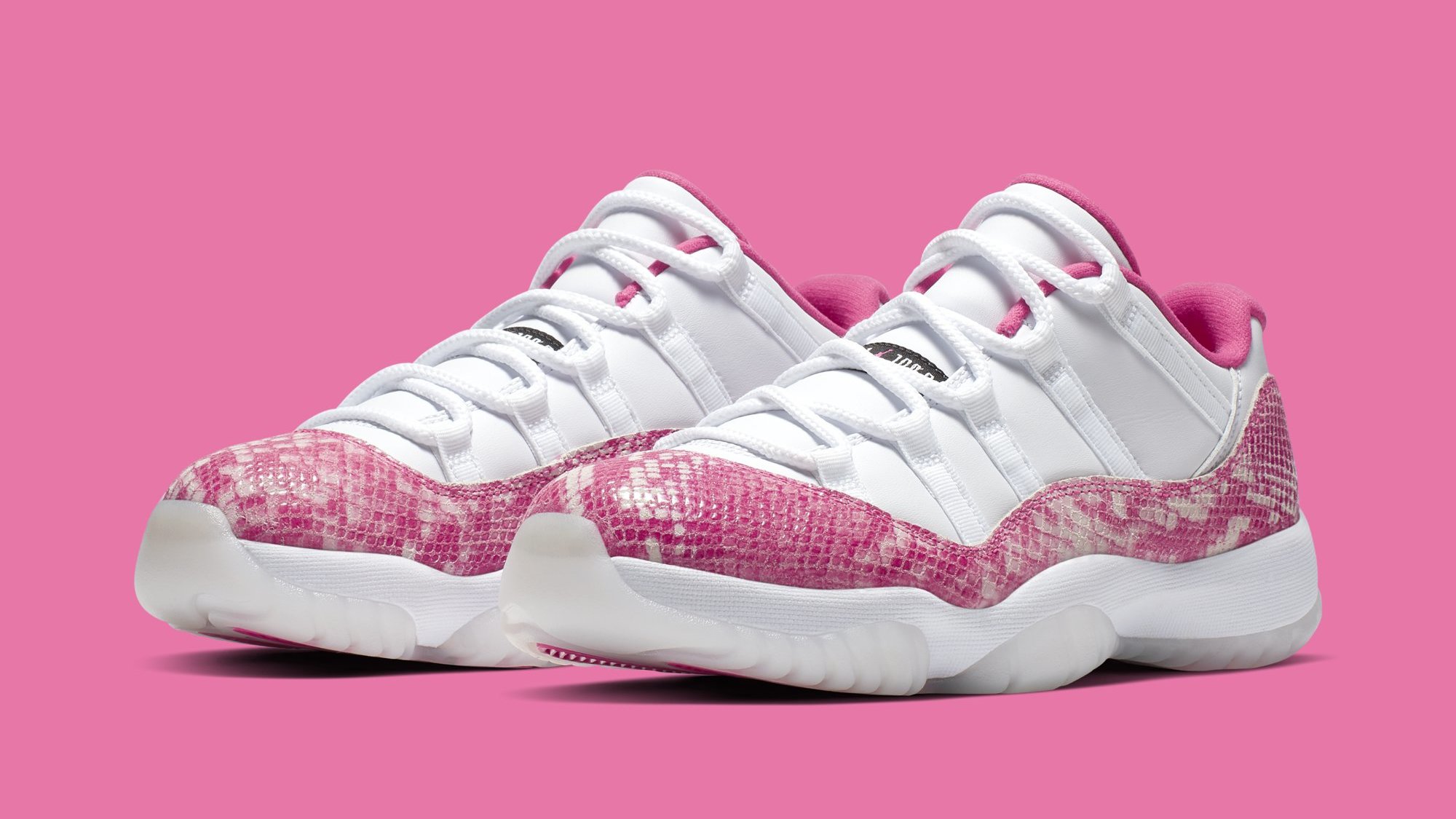 Pink and white snakeskin jordan 11 on sale