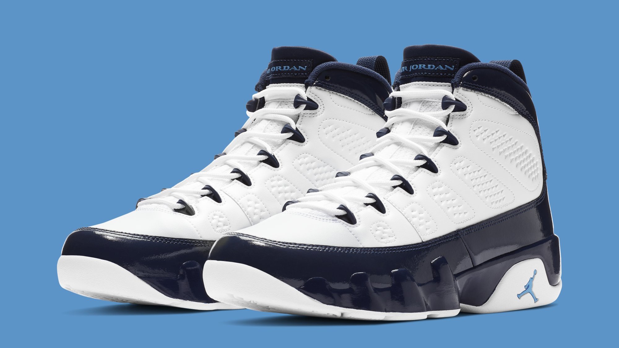 Blue and white jordans 9 release date online