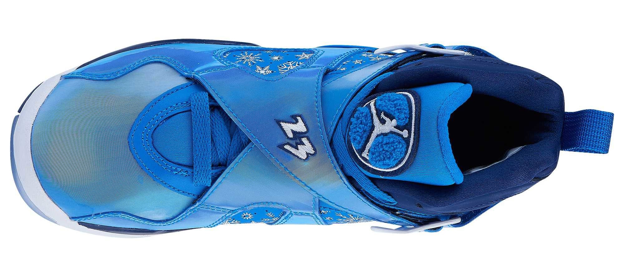 Blue and white snowflake jordans best sale