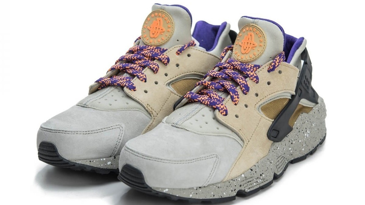 Nike air huarache run premium linen/golden beige-black-court purple hotsell