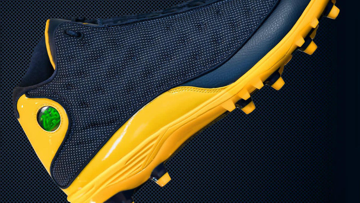 Michigan jordan 11 cleats best sale