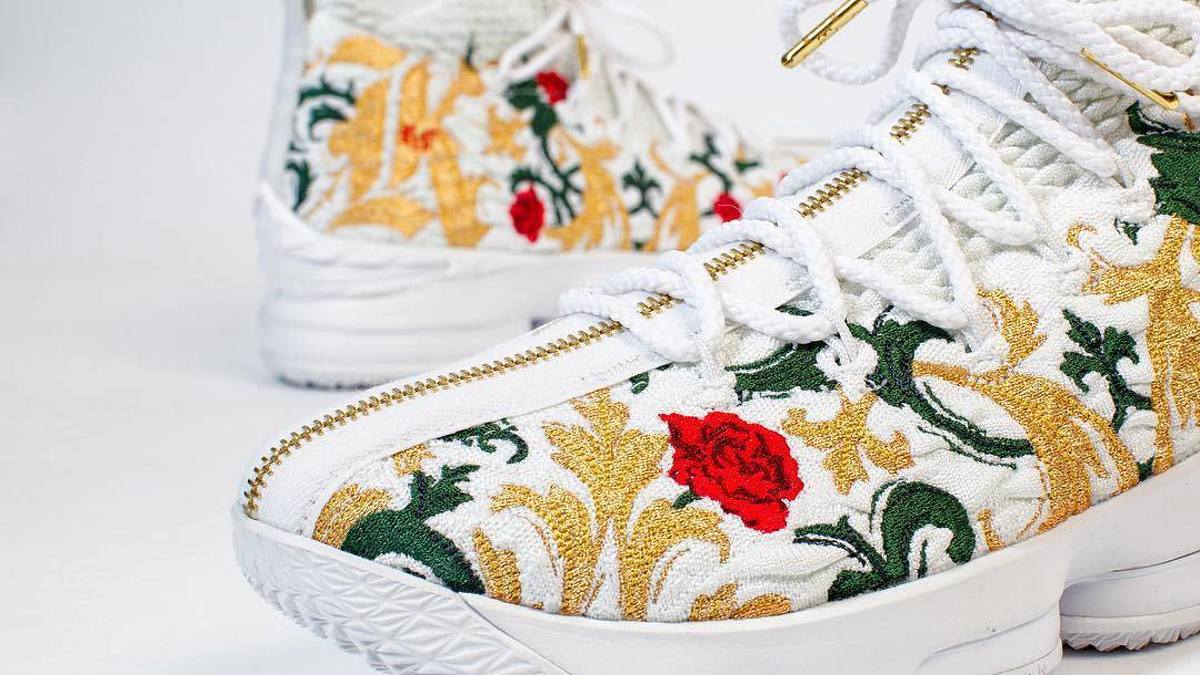 Nike Floral Pattern Sneakers with Gold Accent Nike Air Force 1  main image 2