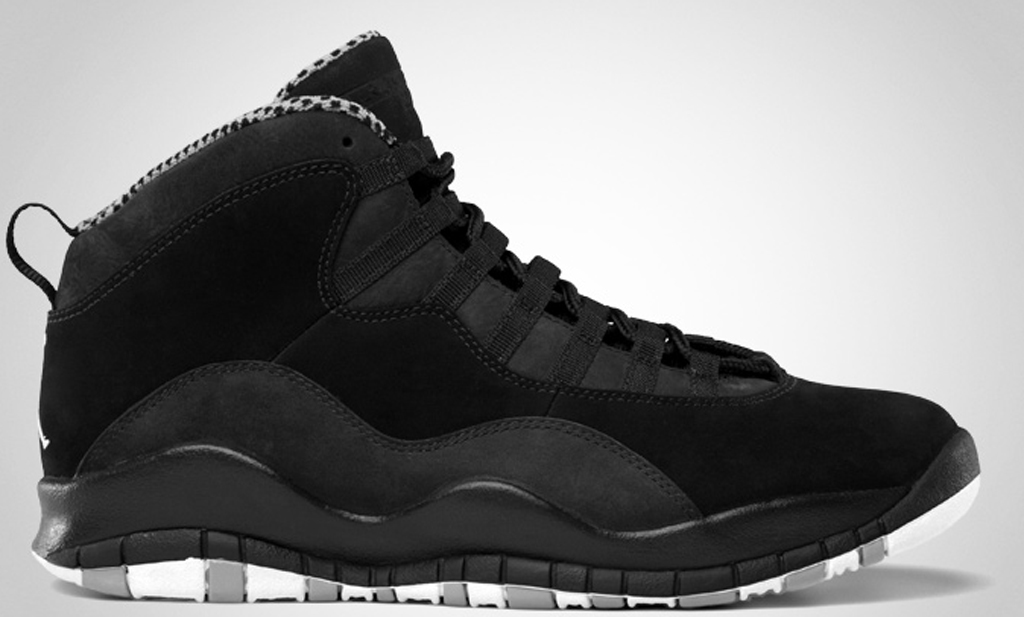 Black and white jordan 10s best sale