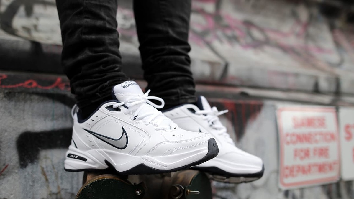 Nike air monarch 4 black on feet hotsell