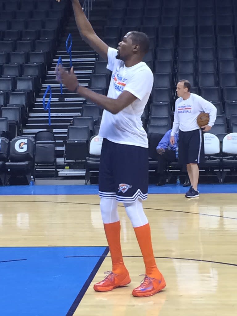 Kevin Durant Really Has Sneakers That Run Up To His Knees