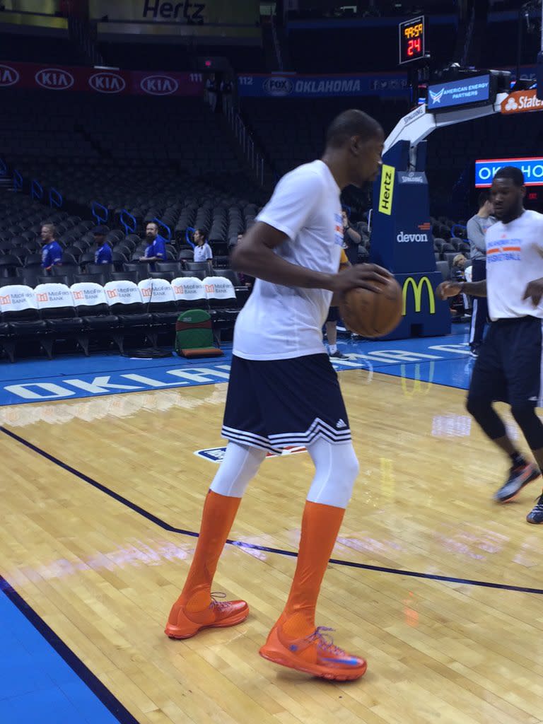 Kevin Durant Really Has Sneakers That Run Up To His Knees