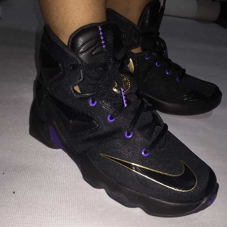 Lebron 13 black purple fashion gold