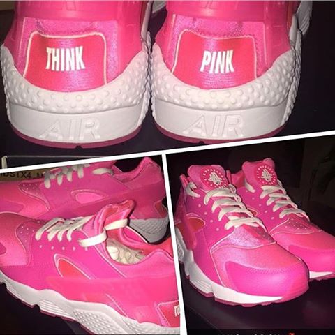 Pink and white huaraches breast cancer best sale