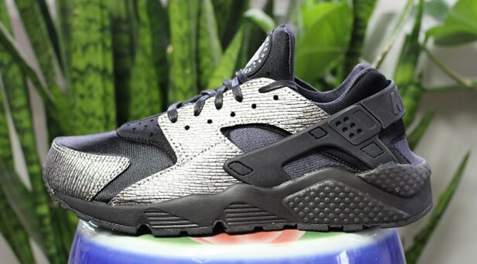 huarache black metallic silver