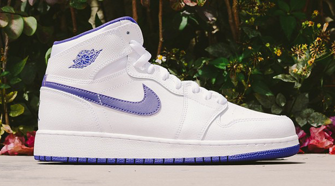 Purple white jordans best sale