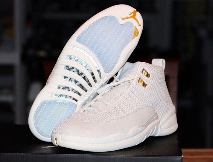 Air jordan 12 white shops gold