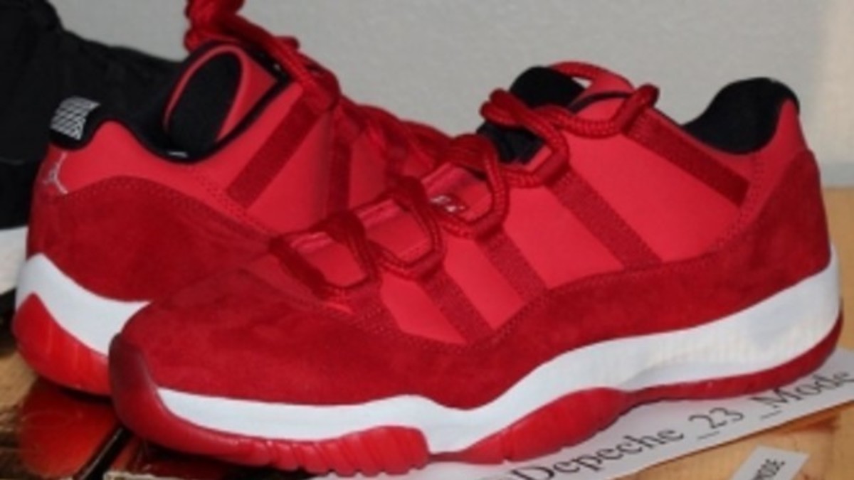 Air Jordan 11 Low Sample In Red Suede