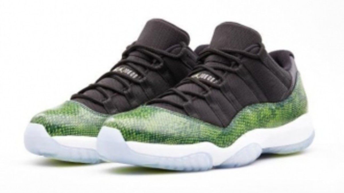 Jordan 11 low green snakeskin release hotsell